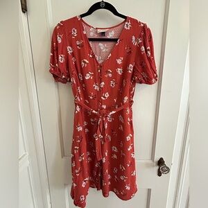 Orange floral mini dress